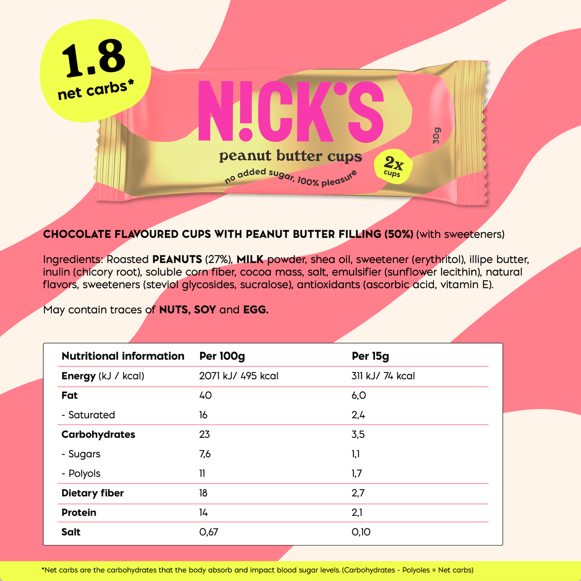 NICK’S Peanut Butter Cups 30 g